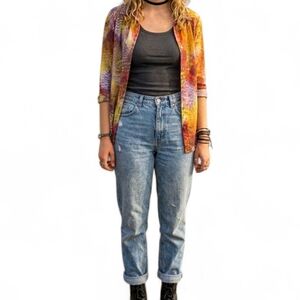 VTG 90s Compagnie Internationale Express psychedelic Floral Button Down Shirt S